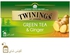 صندوق شاي اخضر اكياس من تويتتينجز بنكهة الزنجبيل - 25 كيس