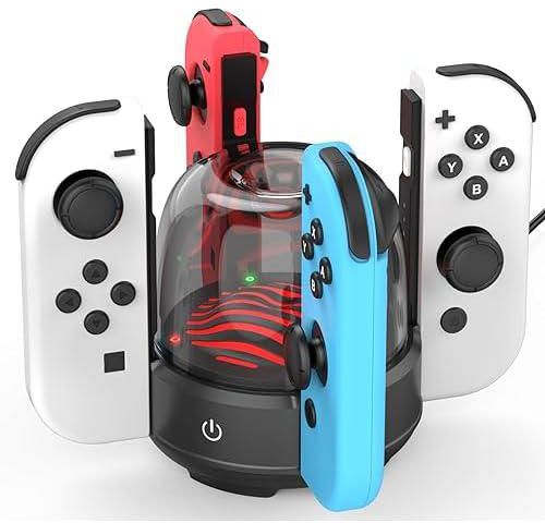 NALACAL 7 Colors LED Switch Joy-Con Charging Station for Nintendo Switch/Switch OLED, Switch Controller Charger Dock Switch Joy-Con Charging Stand with LED Indicator