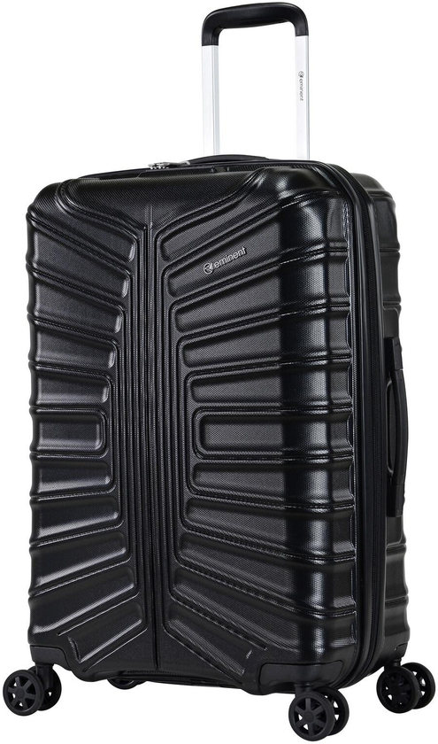 Eminent Hard Case Travel Bag Medium Luggage Trolley TPO Lightweight Suitcase 4 Quiet Double Spinner Wheels with TSA Lock KK30 Black