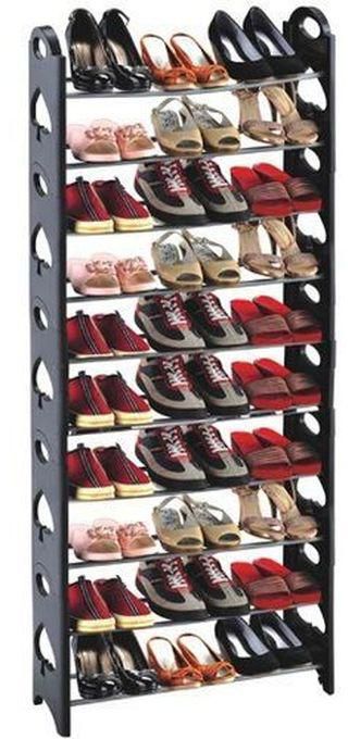 Stackable Shoe Rack Plastic & Metal Shoe Organizer - 10 Levels