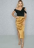 Side Split Ruched Satin Skirt