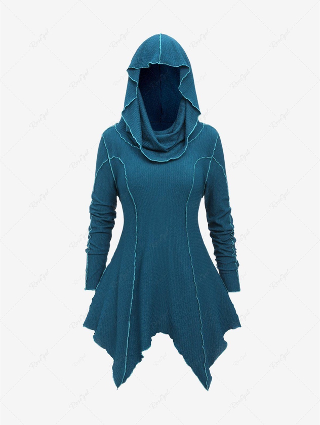 Plus Size Seamed Topstitching Asymmetrical Hem Cowl Neck Hooded Top - 2x | Us 18-20