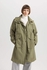 Defacto Waterproof Regular Fit Hooded Thin Long Jacket