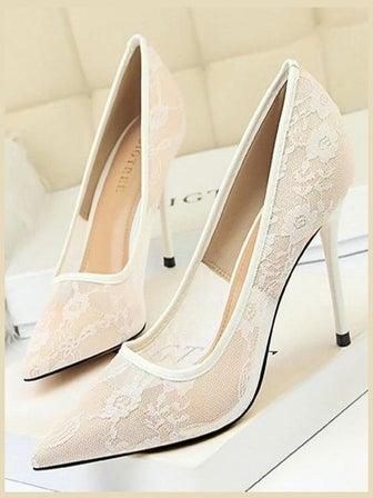 High Heeled Pointed Toe All Match Elegant Pumps White