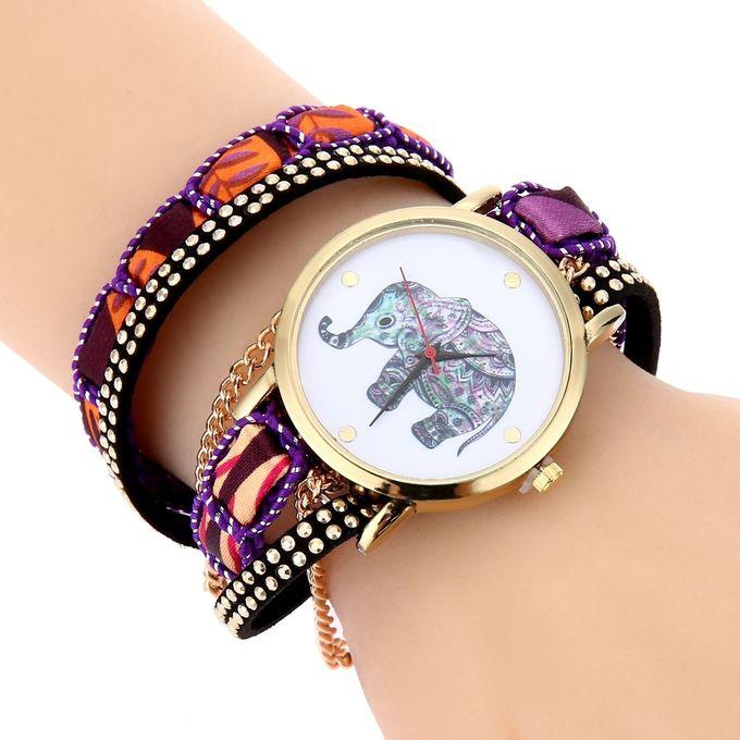 Fashion Women Quartz Bracelet Watch - Purple+White