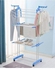 Clothes Drying Rack Clothing Rail, Collapsible 3 Tier multifunction Laundry Rack Stand with Folding Wings & Wheels, Foldable Dryer Clothes Hanger Garment Drying Station Floor Mounted Indoor & Outdoor