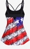 Plus Size Patriotic American Flag Printed Cutout Padded Tankini Top Swimsuit - L | Us 12