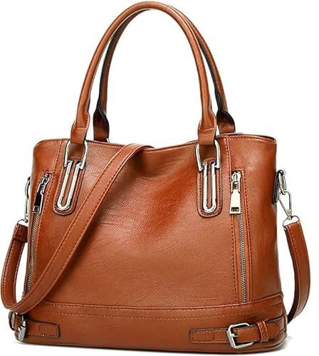 Leather Tote Bag with Removable Shoulder Strap - Office Shoulder Handbag for Women