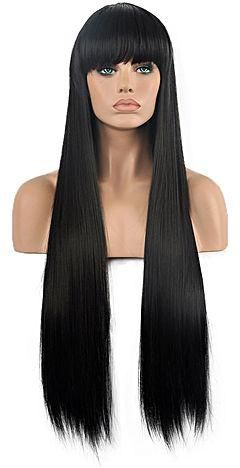 Fashion Diy Beautiful Black Long Straight Hair Full Wigs Cosplay Party