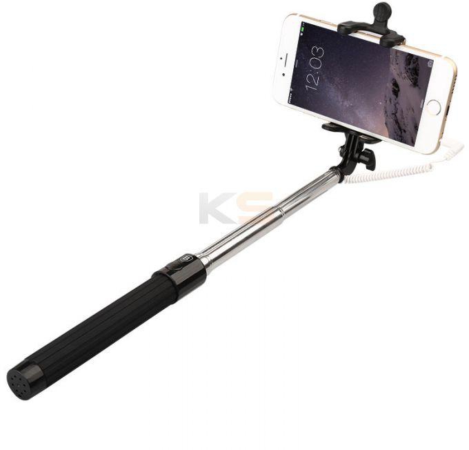 Baseus Pro Series Portable Selfie Stick Audio Cable Convenient Extendable Handheld Monopod for iPhone IOS-Random