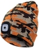 Unisex Outdoor Cycling Hiking LED Light Knitted Hat Winter Elastic Beanie Cap Camouflage Golden 20*10*20cm