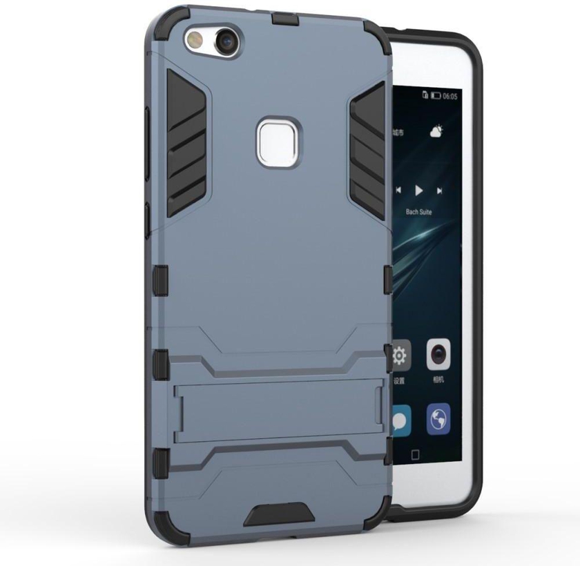 For Huawei P10 Lite - Cool Plastic TPU Kickstand Combo Cover Case - Dark Blue