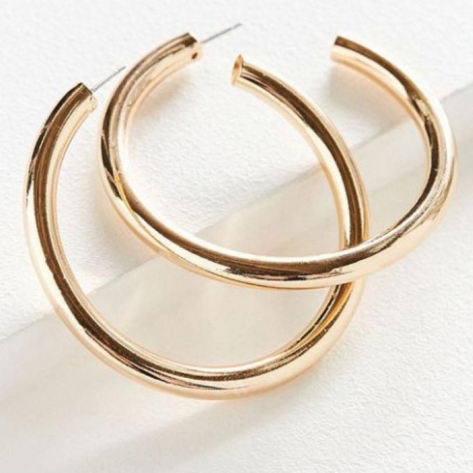 Fashion Tube Hoop Earring 18K Gold Plated Earring - 63mm