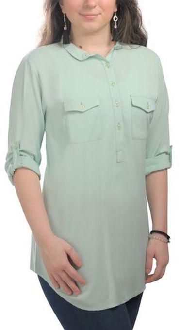Casual Solid Voile Shirt- Mint