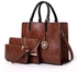 Fashion Pure Leather 3 in 1 Handbag - Brown