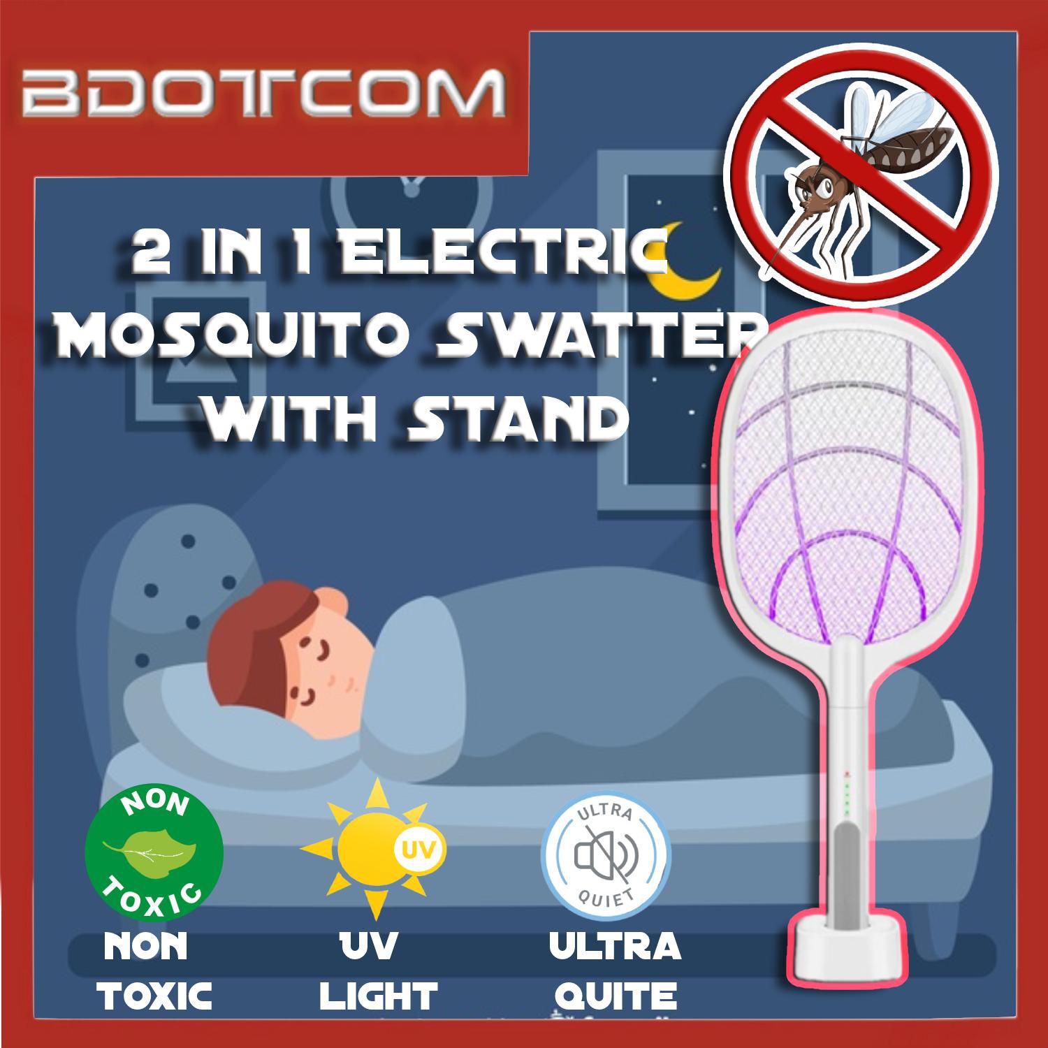 Bdotcom [Ready Stock] 2 in 1 Electric Mosquito Killer Swatter with Stand