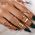 Fashion 8pc Gold Multi-shaped Knuckle Rings
