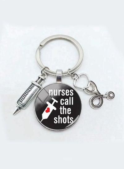 Unisex Nurse Metal Keychain Silver