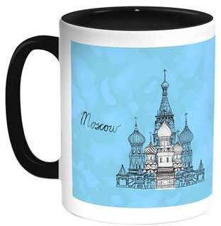 قدح قهوة بصور المعالم- موسكو أسود/ أبيض
