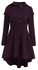 Fashion Plus Size Lace Up High Low Hooded Coat - PURPLISH RED