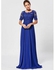 Floral Lace Rhinestone Maxi Prom Evening Dress - Blue - L