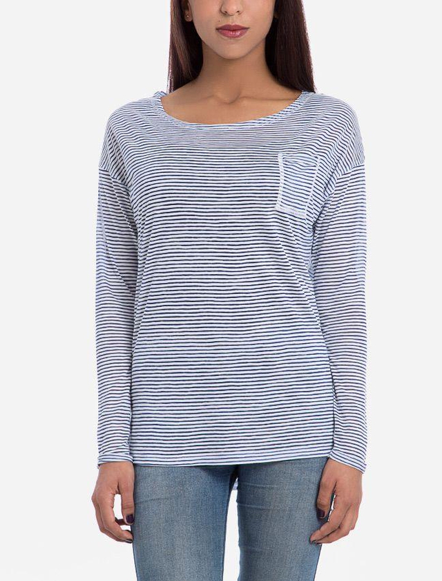 OR Sheer Striped Top - Blue & White