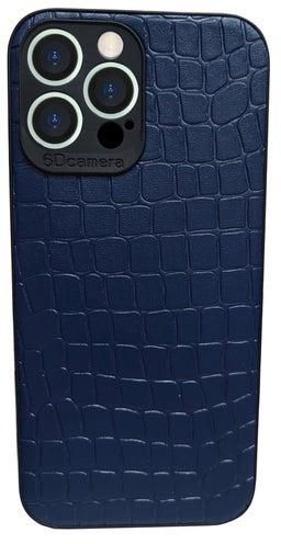 Crocodile Leather Case For iPhone 13 Pro - Blue