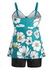 Contrast Floral Ruched Plus Size Tankini Swimsuit - 3x