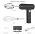 Cordless Electric Whisk, Hand Mixer Portable Handheld, Electric Mixer with 3-speed Self-Control, 304 Stainless Steel Beaters & Balloon Whisk, for Whipping, Mixing,Pudding, Cookies, Cakes, Batters