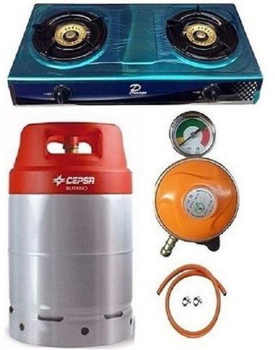 12.5kg Gas Cylinder With Gas Cooker, Metered Regulator, Hose & Clips - Red Cap