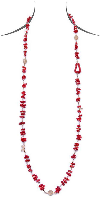 Angie Jewels & Co. Anteros Red Italian Coral and Citrine Necklace