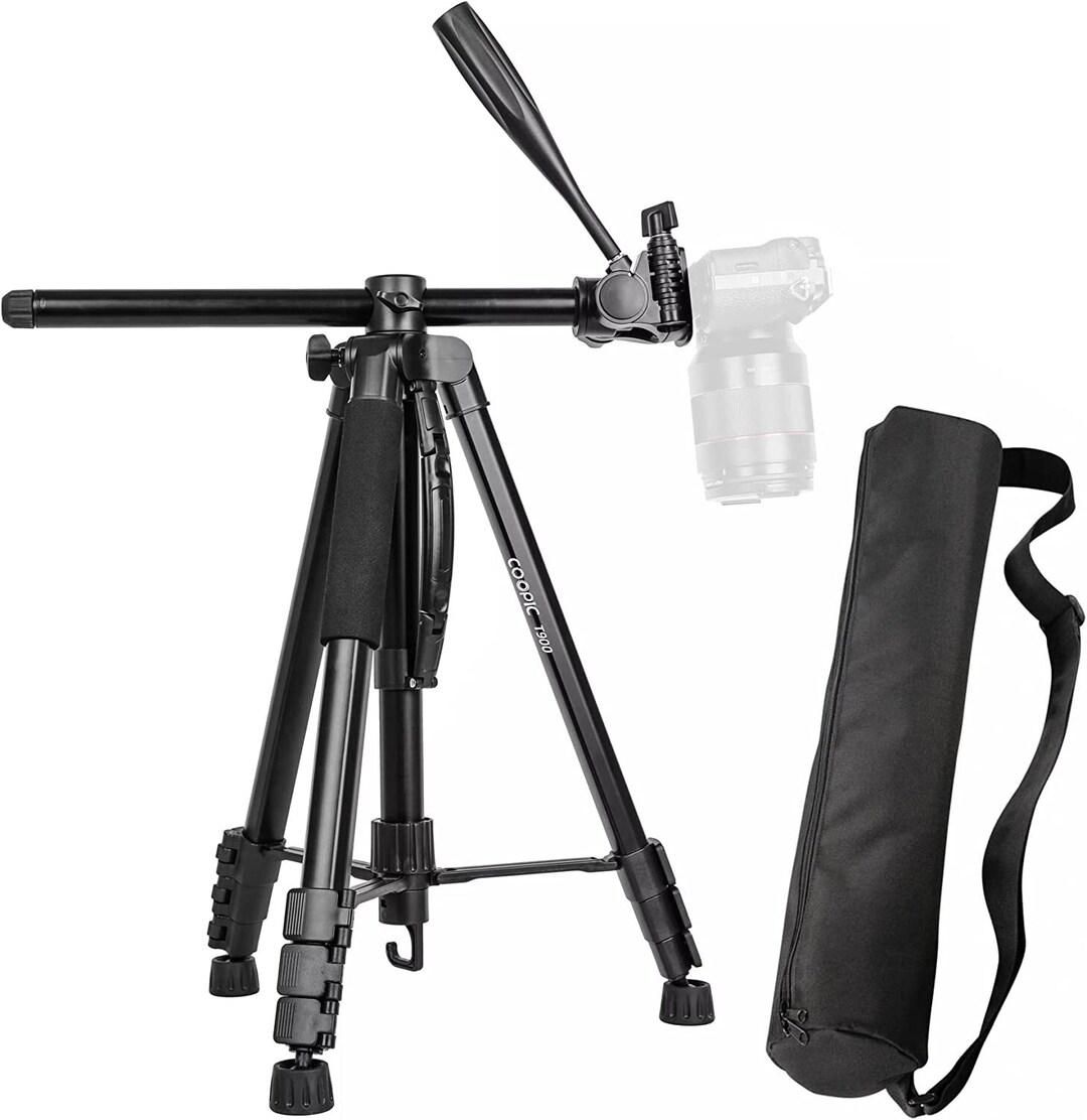 COOPIC T900 Professional Video Camera Tripod, Aluminum Alloy Travel Portable 2 in 1 Monopod Tripod with Rotatable Center Column Max Height 178CM with Maximum Load up to 5KG