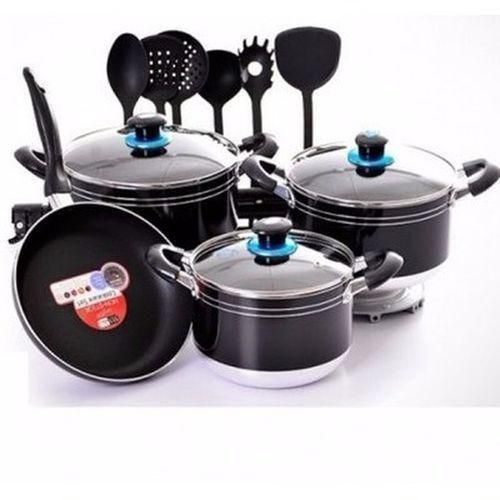 Cooking Pots And Fry Pan With Spoon