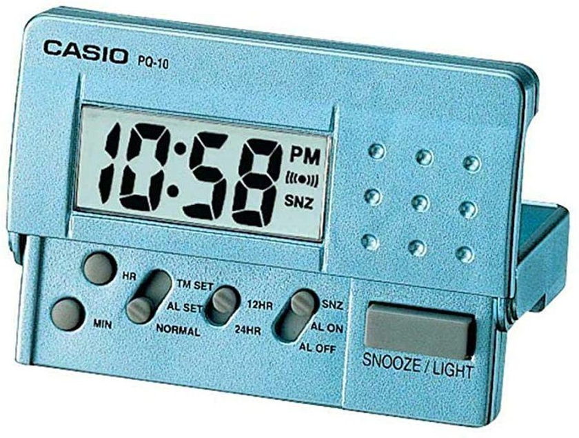 Casio PQ-10D-2R Digital Travel Alarm Clock, Blue