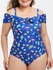 Plus Size Knotted Cold Shoulder Printed One-piece Swimsuit - 5x