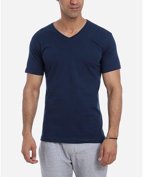 Solo Slim Fit V- Neck T-Shirt - Navy Blue