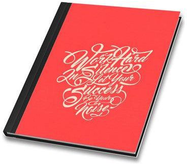 Work Hard In Silence Quote Binded A5 Notebook Orange/White