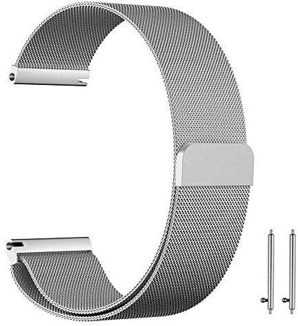20mm Milanese Loop Watch Band Magnetic Closure Mesh Stainless Steel Replacement Strap for Samsung Gear S2 Classic/Galaxy Watch 42mm / Amazfit bip - Silver