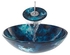 Waterfall Glass Basin With Mixer Faucet Blue/Black 550x350x100centimeter