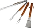 3 Piece BBQ Tool Set, Stainless Steel/Wood