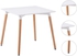 LANNY Modern White Eames Dining Set(1+2): Plastic Seat Wood Leg Chair-1618+Wood Square Table T5, for Living Room/Desk/Office/Kitchen/Lounging/Cafeterias/Home/Restaurant