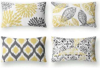 Set Of 4 Cotton Linen Cushion Cover Linen Yellow 40*40 linen Yellow 40*40inch