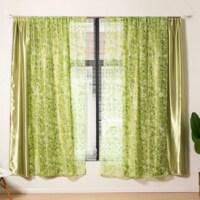Deals For Less Luna Home, Modern Drape Tulle, Double Layer Window Curtains Set Of 2 Pieces, Green Color