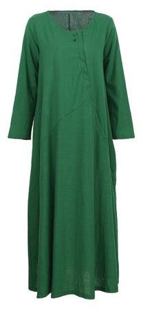 فستان طويل بتصميم كلاسيكي أخضر