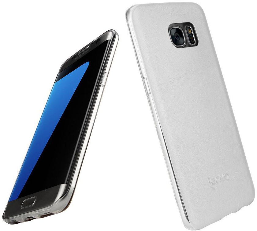 Samsung Galaxy S7 edge G935 - LENUO Leyun Series Leather Coated TPU Case - White