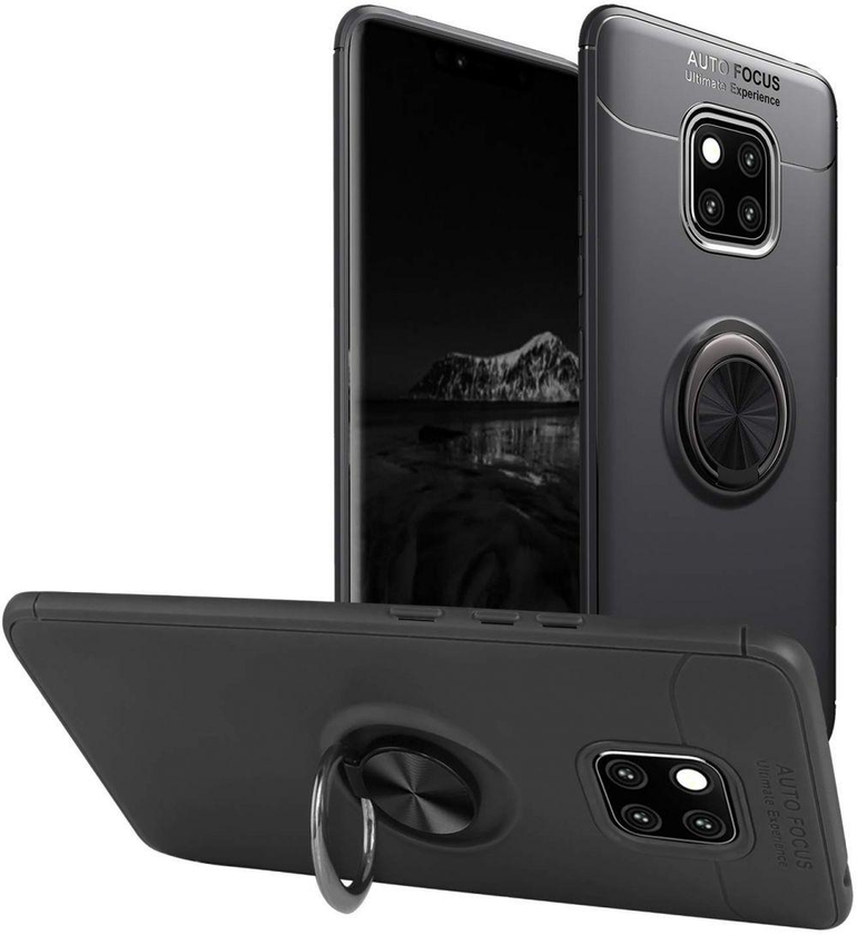 Case for Huawei Mate 20 Pro  Soft TPU Material Suitable for Automotive Magnet Brackets Invisible Ring Bracket Multi-Function Protective Shell ‫(Black)