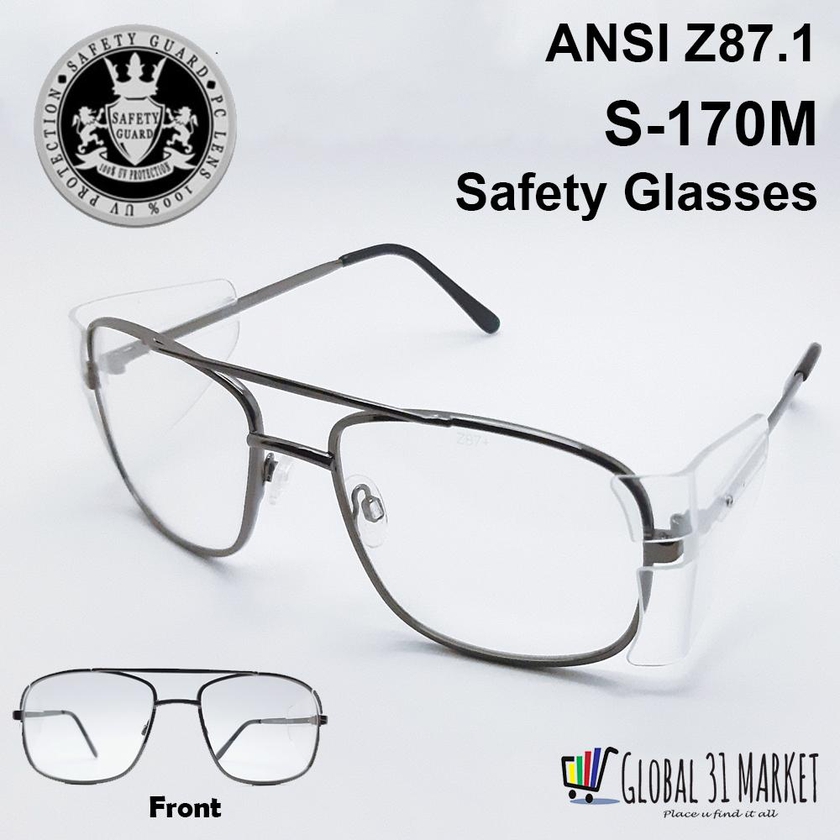 Gmonline31 Safety Glasses Guard S-170M Clear UV400 ANSI Z87.1