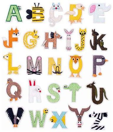 مجموعة رقع مطرزة بتصميم حروف إنجليزية على شكل حيوانات كرتونية يمكنك تركيبها بنفسك مكونة من 26 قطعة
