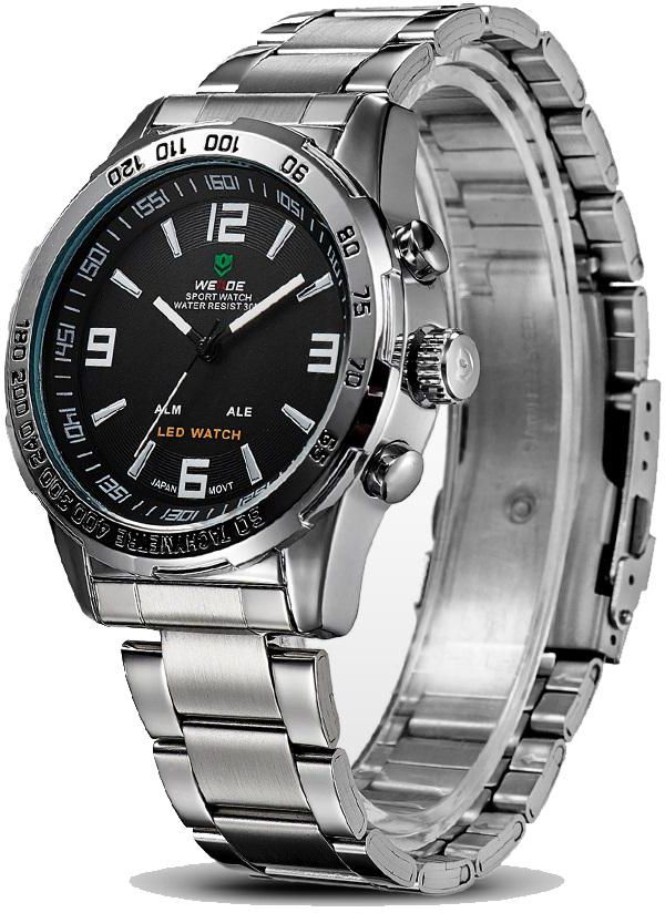 Weide WH1009 Analog Black Dial Silver Band Unisex Watch