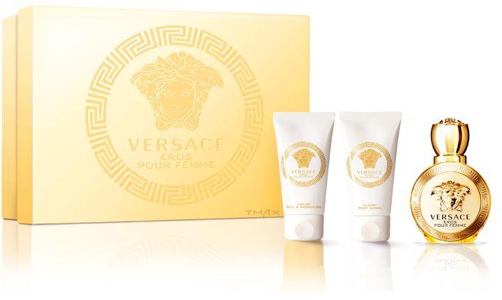 Versace Eros Pour Femme Travel Kit 3 Pieces Miiniature Gift Set- EDT Shower Gel Body Lotion